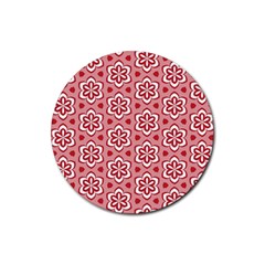 Floral Abstract Pattern Rubber Round Coaster (4 Pack) 