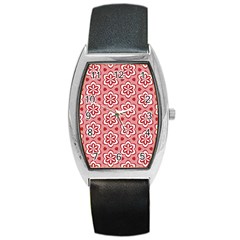 Floral Abstract Pattern Barrel Style Metal Watch