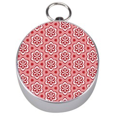 Floral Abstract Pattern Silver Compasses