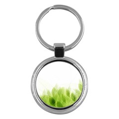 Green Leaves Pattern Key Chains (round) 