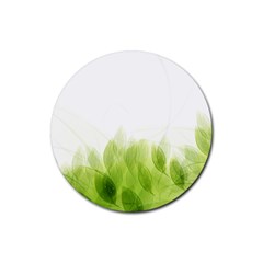 Green Leaves Pattern Rubber Round Coaster (4 pack) 