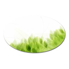 Green Leaves Pattern Oval Magnet