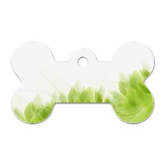 Green Leaves Pattern Dog Tag Bone (Two Sides)