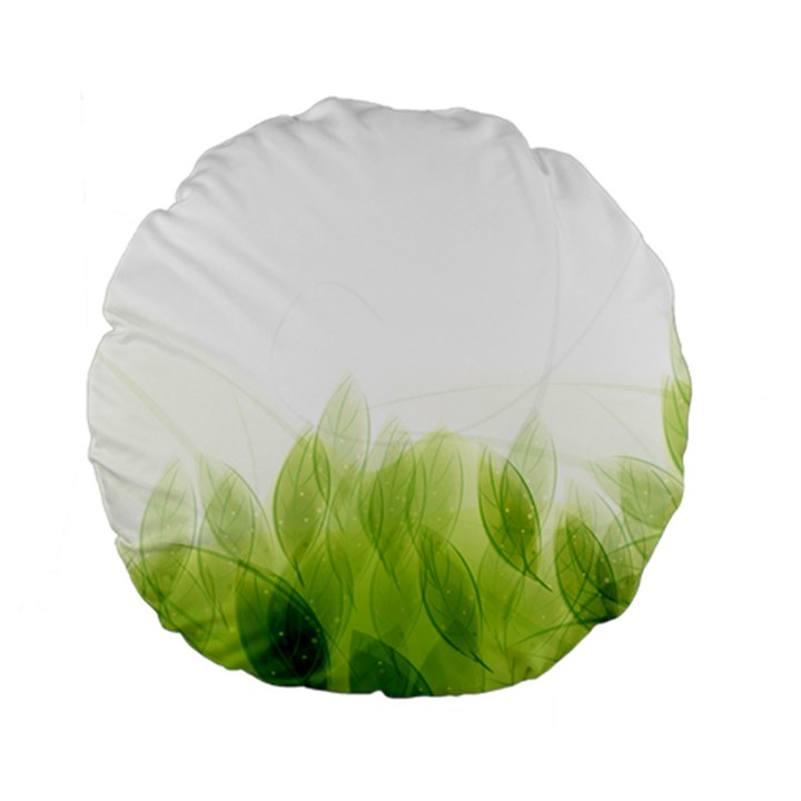 Green Leaves Pattern Standard 15  Premium Round Cushions