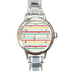 Papel De Envolver Hooray Circus Stripe Red Pink Dot Round Italian Charm Watch by Amaryn4rt