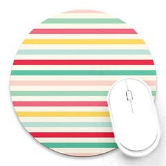 Papel De Envolver Hooray Circus Stripe Red Pink Dot Round Mousepads by Amaryn4rt