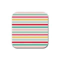 Papel De Envolver Hooray Circus Stripe Red Pink Dot Rubber Square Coaster (4 Pack)  by Amaryn4rt