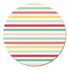 Papel De Envolver Hooray Circus Stripe Red Pink Dot Magnet 5  (round)