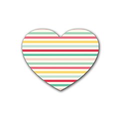 Papel De Envolver Hooray Circus Stripe Red Pink Dot Rubber Coaster (heart)  by Amaryn4rt