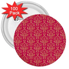 Damask Background Gold 3  Buttons (100 Pack) 