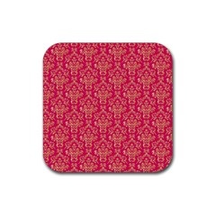 Damask Background Gold Rubber Coaster (square) 