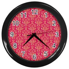 Damask Background Gold Wall Clocks (black)