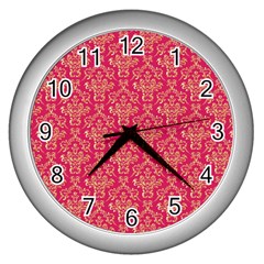 Damask Background Gold Wall Clocks (silver) 