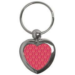 Damask Background Gold Key Chains (heart) 