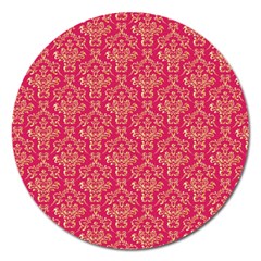 Damask Background Gold Magnet 5  (round)