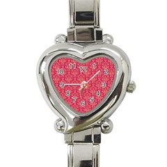 Damask Background Gold Heart Italian Charm Watch