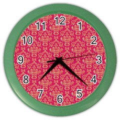 Damask Background Gold Color Wall Clocks