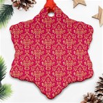 Damask Background Gold Snowflake Ornament (Two Sides) Front