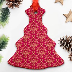 Damask Background Gold Christmas Tree Ornament (two Sides)