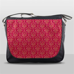 Damask Background Gold Messenger Bags