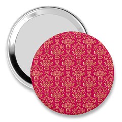 Damask Background Gold 3  Handbag Mirrors