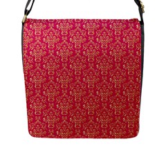 Damask Background Gold Flap Messenger Bag (l)  by Amaryn4rt