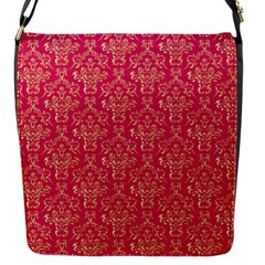 Damask Background Gold Flap Messenger Bag (s)