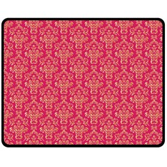 Damask Background Gold Double Sided Fleece Blanket (medium)  by Amaryn4rt