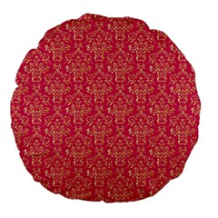 Damask Background Gold Large 18  Premium Flano Round Cushions