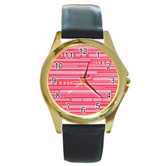 Index Red Pink Round Gold Metal Watch