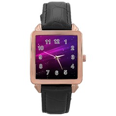 Purple Wallpaper Rose Gold Leather Watch  by Amaryn4rt