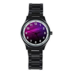 Purple Wallpaper Stainless Steel Round Watch