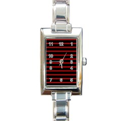 Red And Black Horizontal Lines And Stripes Seamless Tileable Rectangle Italian Charm Watch by Amaryn4rt