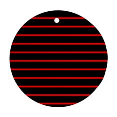 Red And Black Horizontal Lines And Stripes Seamless Tileable Ornament (round) by Amaryn4rt