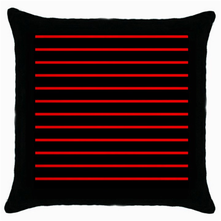 Red And Black Horizontal Lines And Stripes Seamless Tileable Throw Pillow Case (Black)