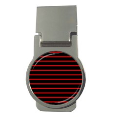 Red And Black Horizontal Lines And Stripes Seamless Tileable Money Clips (round)  by Amaryn4rt