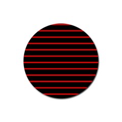 Red And Black Horizontal Lines And Stripes Seamless Tileable Rubber Coaster (round)  by Amaryn4rt