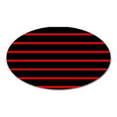 Red And Black Horizontal Lines And Stripes Seamless Tileable Oval Magnet