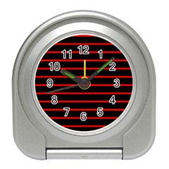 Red And Black Horizontal Lines And Stripes Seamless Tileable Travel Alarm Clocks