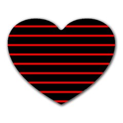 Red And Black Horizontal Lines And Stripes Seamless Tileable Heart Mousepads by Amaryn4rt