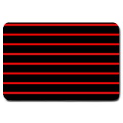 Red And Black Horizontal Lines And Stripes Seamless Tileable Large Doormat  by Amaryn4rt