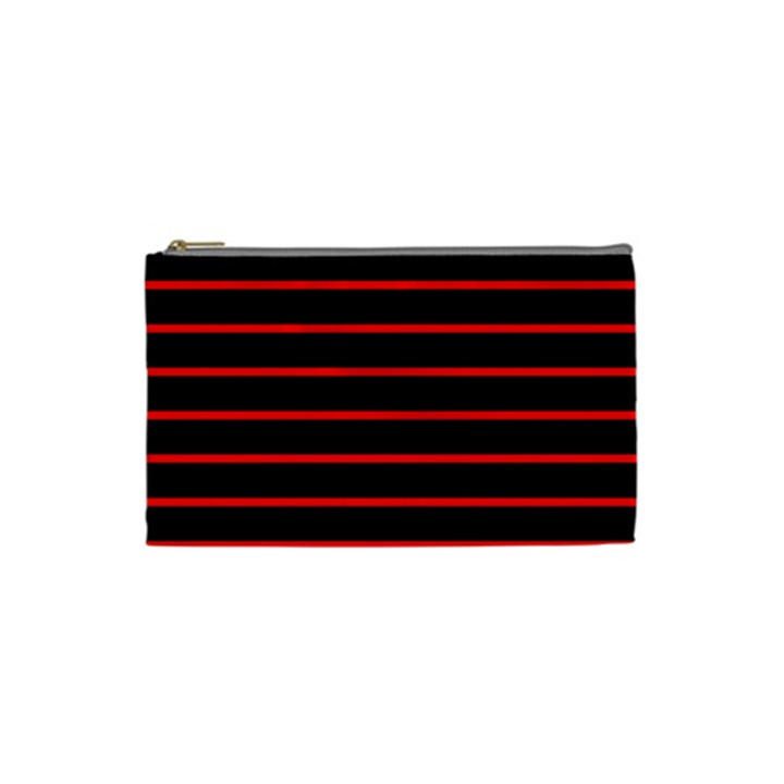 Red And Black Horizontal Lines And Stripes Seamless Tileable Cosmetic Bag (Small) 