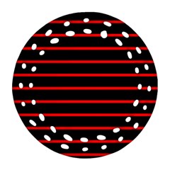 Red And Black Horizontal Lines And Stripes Seamless Tileable Round Filigree Ornament (two Sides) by Amaryn4rt