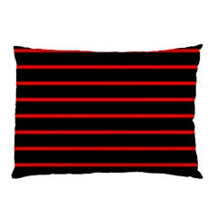 Red And Black Horizontal Lines And Stripes Seamless Tileable Pillow Case (two Sides) by Amaryn4rt