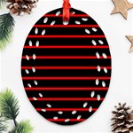 Red And Black Horizontal Lines And Stripes Seamless Tileable Ornament (Oval Filigree) Front