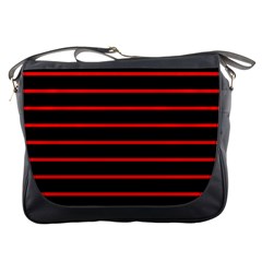 Red And Black Horizontal Lines And Stripes Seamless Tileable Messenger Bags by Amaryn4rt