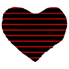 Red And Black Horizontal Lines And Stripes Seamless Tileable Large 19  Premium Heart Shape Cushions