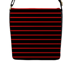 Red And Black Horizontal Lines And Stripes Seamless Tileable Flap Messenger Bag (l)  by Amaryn4rt