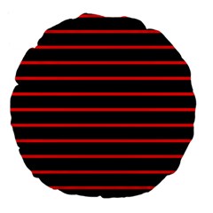 Red And Black Horizontal Lines And Stripes Seamless Tileable Large 18  Premium Flano Round Cushions by Amaryn4rt