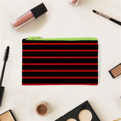 Red And Black Horizontal Lines And Stripes Seamless Tileable Cosmetic Bag (xs)